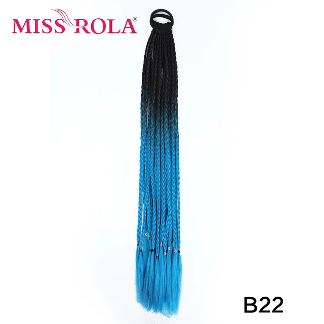 Synthetic Chignon Hair 60cm Hair Color Gradient Dirty Braided Ponytail Women Elastic Hair Rubber Band Hair Accessories Headband B22