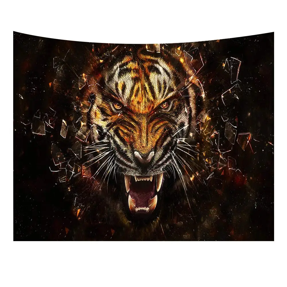 

3D Tiger Wall Hanging Wild Tiger Roaring 3D Art Print Tapestry Decor