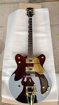 

Manufacturers custom-made hot semi-hollow jazz electric guitar, gold hardware, custom Wine Brown 190730