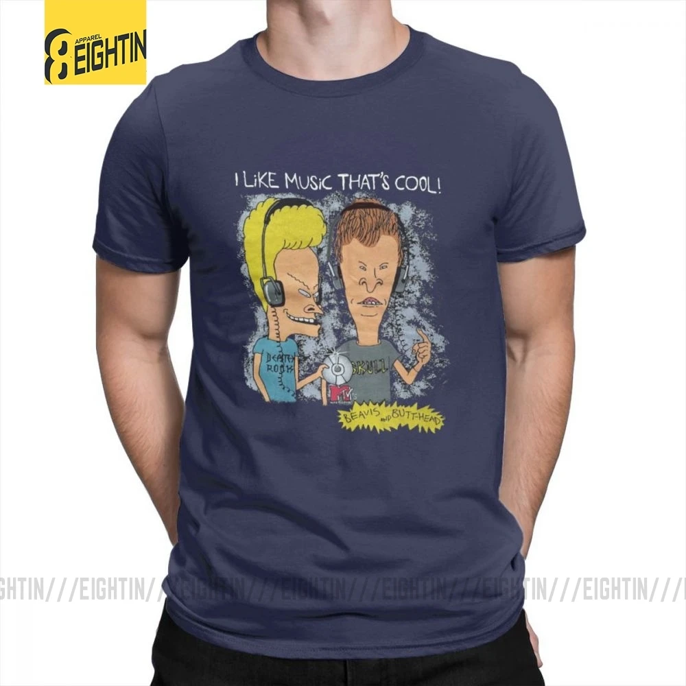 Beavis And Butthead футболки из хлопка с коротким рукавом футболки Awesome MensT модные футболки с круглым вырезом Большие размеры забавные - Цвет: Тёмно-синий