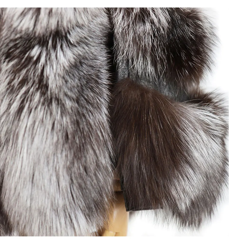 Woman Winter Real Silver Fox Fur Jacket Fashion Sheepskin Fur Coat Plus Size Genuine Lambskin Fur Warm Outerwear ladies parka coats