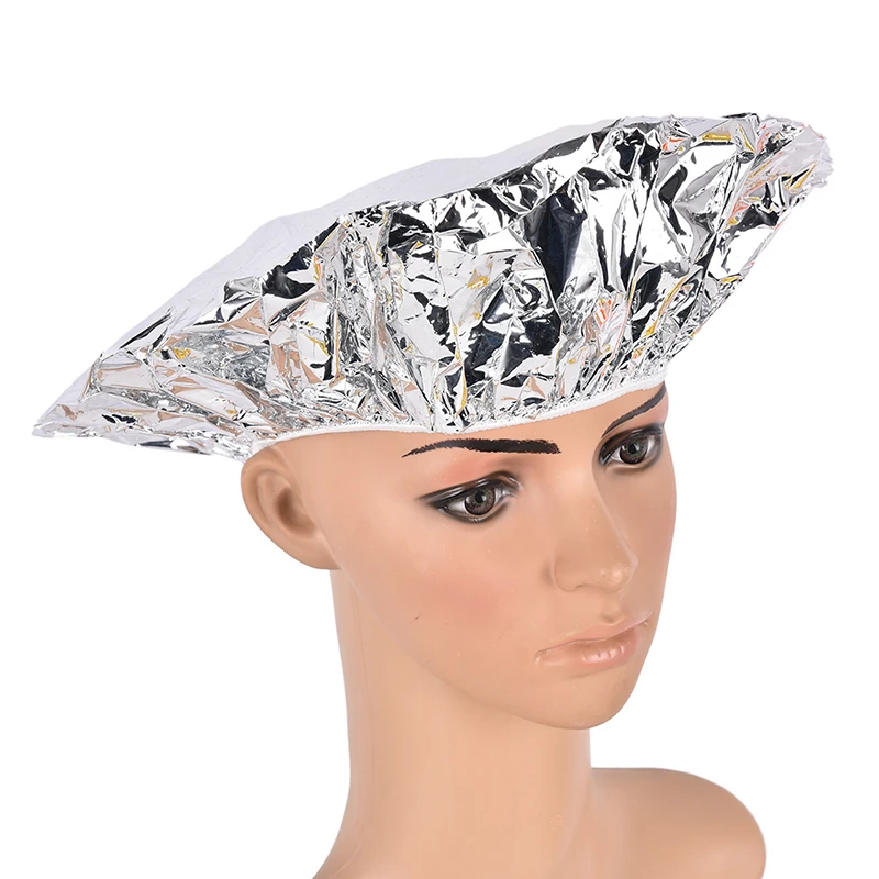 1PC Hat Mask Cap Shower Caps One-off Bathing Elastic Aluminum Foil Hair Protector Styling Tools One-off Elastic Waterproof Tools