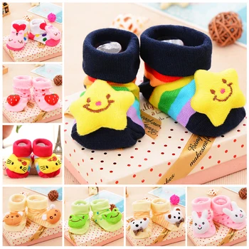 

1 Pair Cotton Baby Sock Rubber Anti Slip Boy Girl Floor Sock Kids Toddlers Autumn Spring Cartoon Animal Sock Gift for 0-18 Month