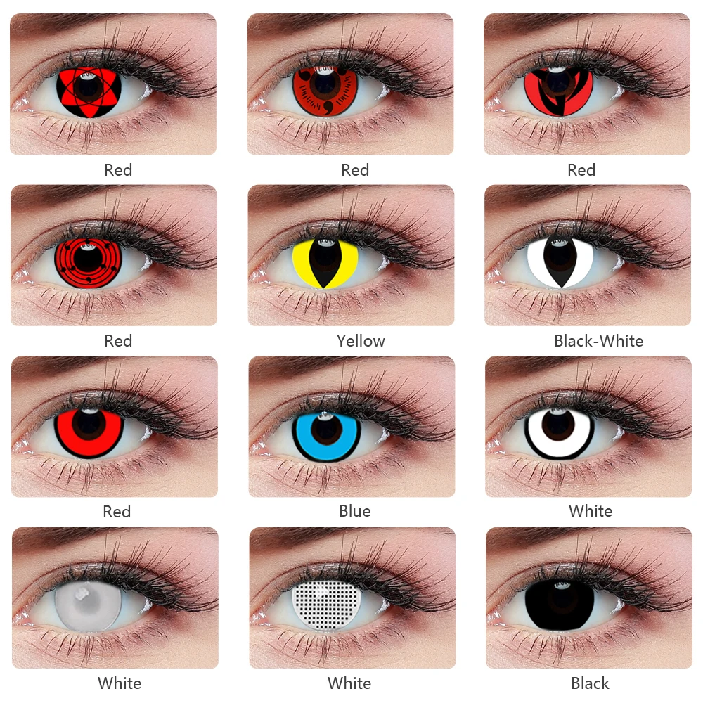 Halloween Multicolored Lenses Sharingan Sasuke Cosplay Contact Tokyo Ghoul Lens Ghost Zombie Anime Accessories | Красота и здоровье