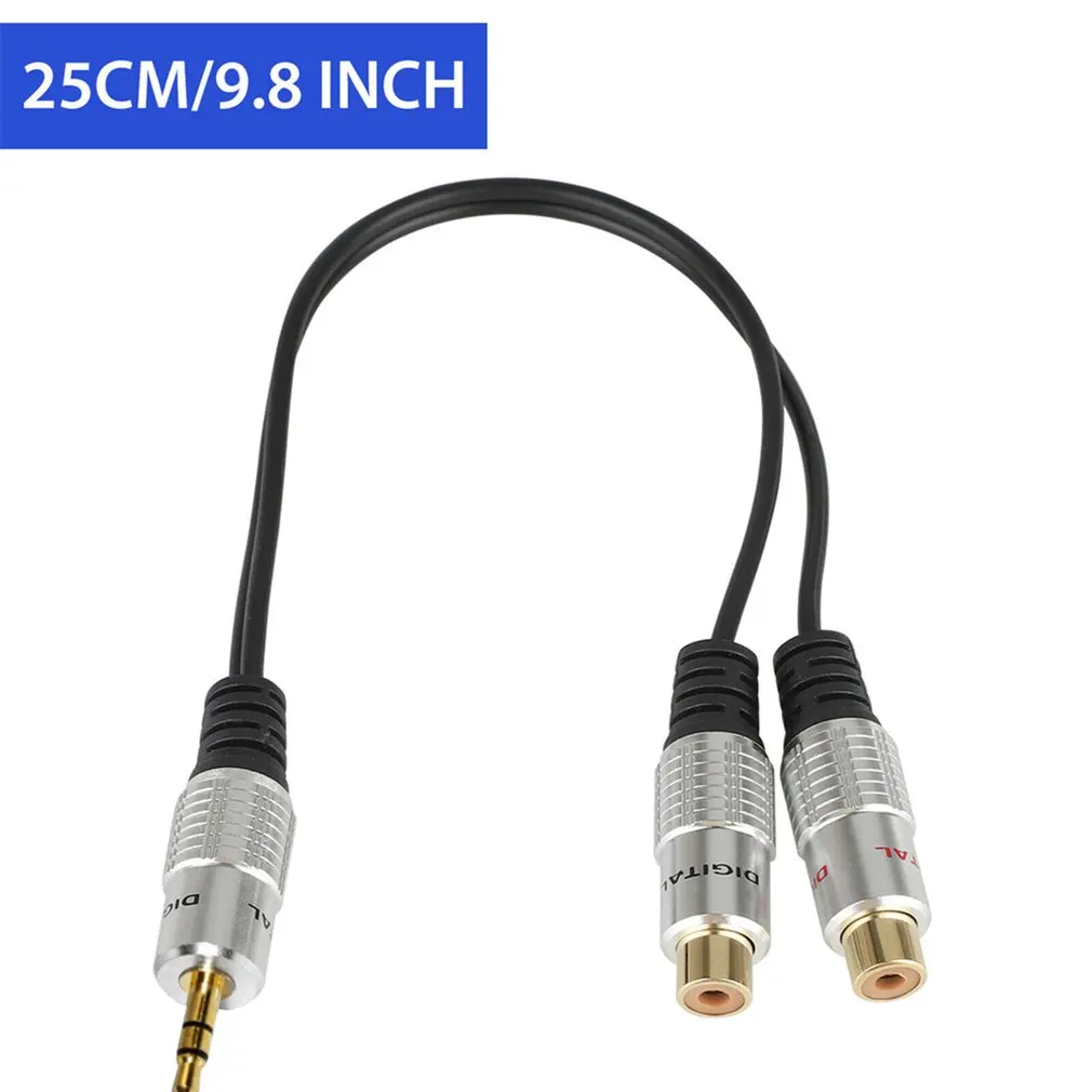 2RCA Женский до 3 5 мм Мужской y разветвитель адаптер кабель 0 25 м стерео штекер