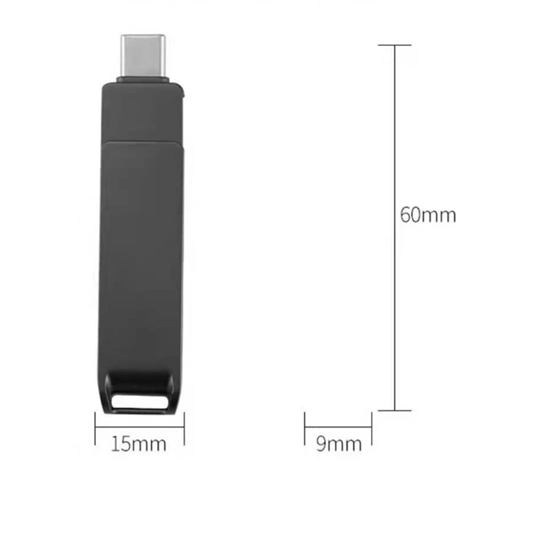 금속 360 도 회전 플래시 드라이브, 사용자 정의 로고, 고속 USB3.1, 아이폰, 안드로이드, C타입 4 인터페이스, 휴대폰 컴퓨터