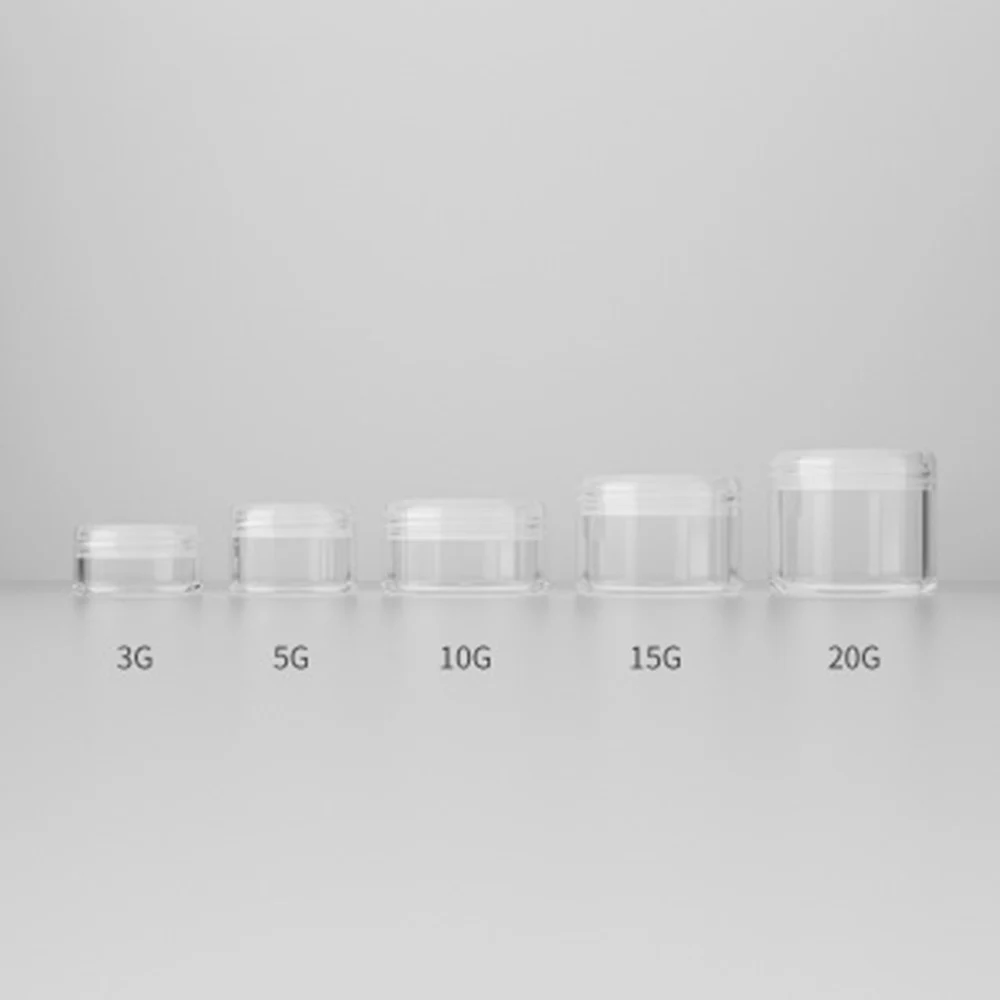3g/5g/10g/15g/20g Empty Plastic Cosmetic Makeup Jar Pots Transparent Sample Bottles Eyeshadow Cream Lip Balm Container 3