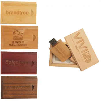 

(Over 10pcs Free Logo) Wooden Usb +Box & USB Flash Stick 2.0 Pen Drive 4GB 8GB 16GB flash drive Pendrive 32GB 64GB Wedding Gifts