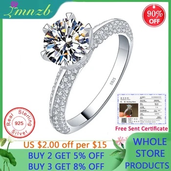 

LMNZB With Certificate Original 925 Solid Silver Ring SONA Diamond Jewelry Luxury Brand 2.0ct Wedding Rings for Women