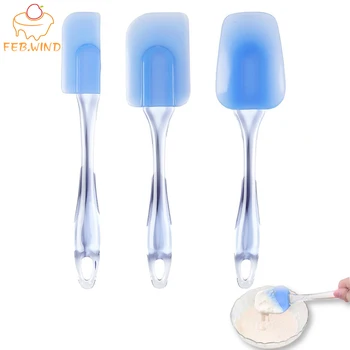 

3-Piece Heat Resistant Silicone Spatula Set For Mixing Folding Scraping Cooking Serving Icing Spatula Cake Making Tools 049