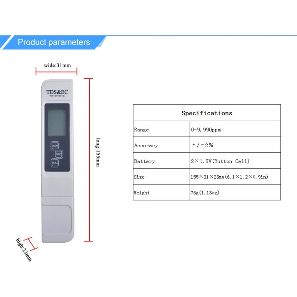 Тестер электролиза воды, электролиза, инструменты для воды, TDS, тестовая ручка, Тест температуры, er, ручка, проводимость, измерение качества воды