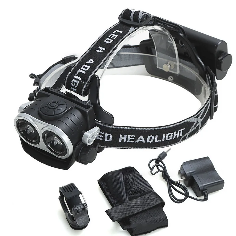 

High Bright Dual LED Headlamp Telescopic Zoomable Headlight Lamp Life Waterproof 3 Modes With For Camping Night Fishing Cycling