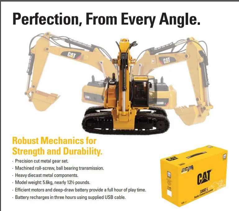 Литой мастер 1/20 CAT 330DL радио управление литой экскаватор реальная работа