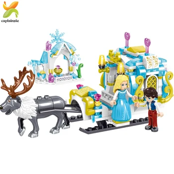

273pcs Windsor Princess Girls Series Elk Sleigh Building Blocks Prince Friends Figures DIY Educational Bricks Toys For Children