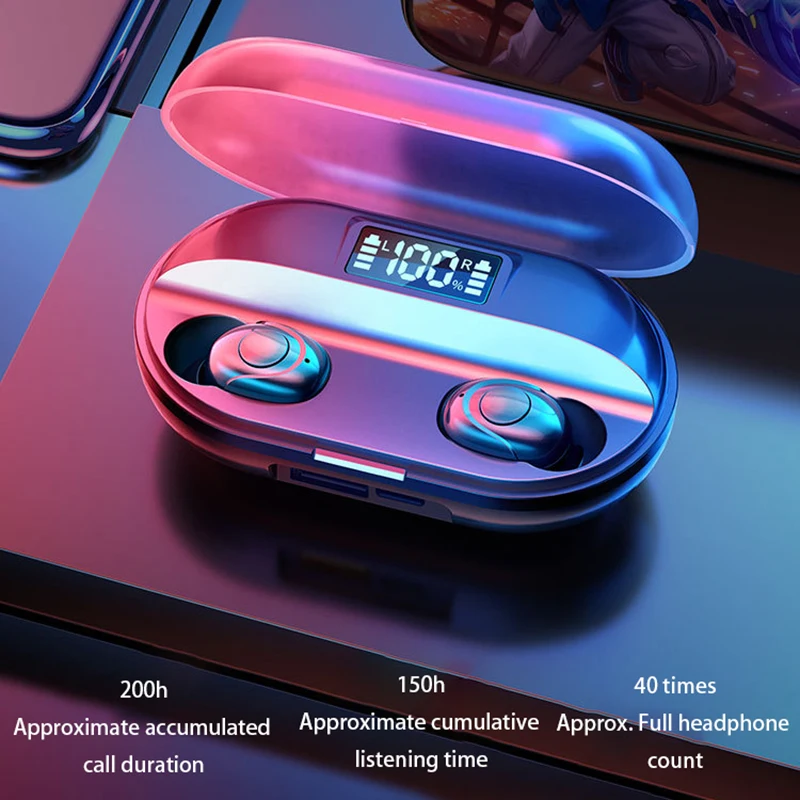Wireless Earphones TWS Bluetooth 5 0 Mini Earbuds Stereo Bass LED Power Display Noise Cancelling Sports Waterproof Earbud In Ear