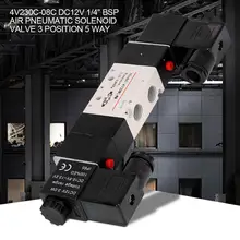 Válvula solenóide pneumática 1/4-0.8mpa 4v230-08c do ar válvula solenóide bsp 0.15 da c.c. 12v normalmente 3 posição 5 válvula solenóide pneumática