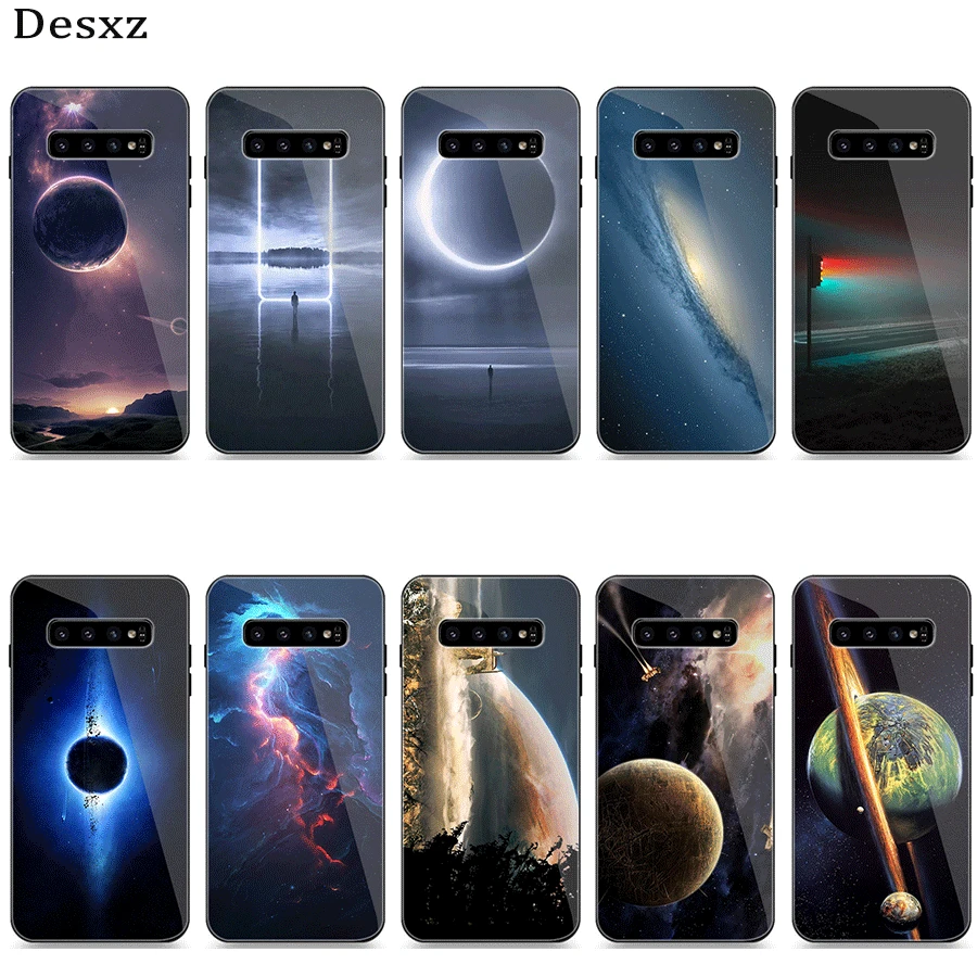 Стеклянный чехол Gerleek Space planet для samsung Galaxy Note 8 9 S10 S7 Edge S8 S9 Plus |