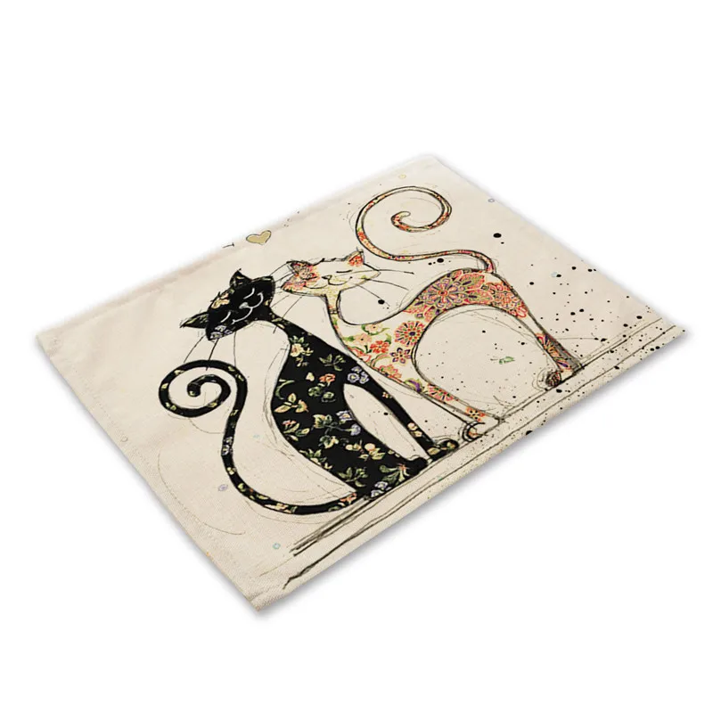 

Gift Piano Pattern Table Mat Placemat Black Cats Placemats Drink Coaster Cotton Linen Pads Cup Mats 42*32cm Home Decor