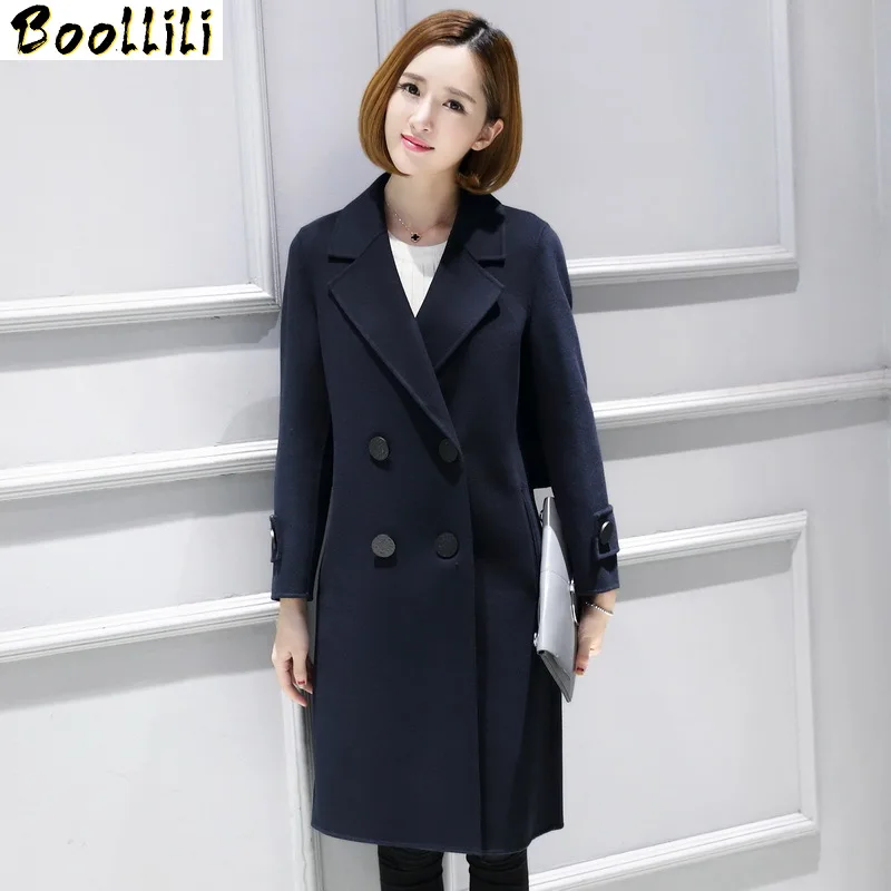 

Boollili 100% Wool Coat Female Korean Long Jacket 2020 Autumn Winter Jacket Women Double Side Woolen Coats Casaco Feminino