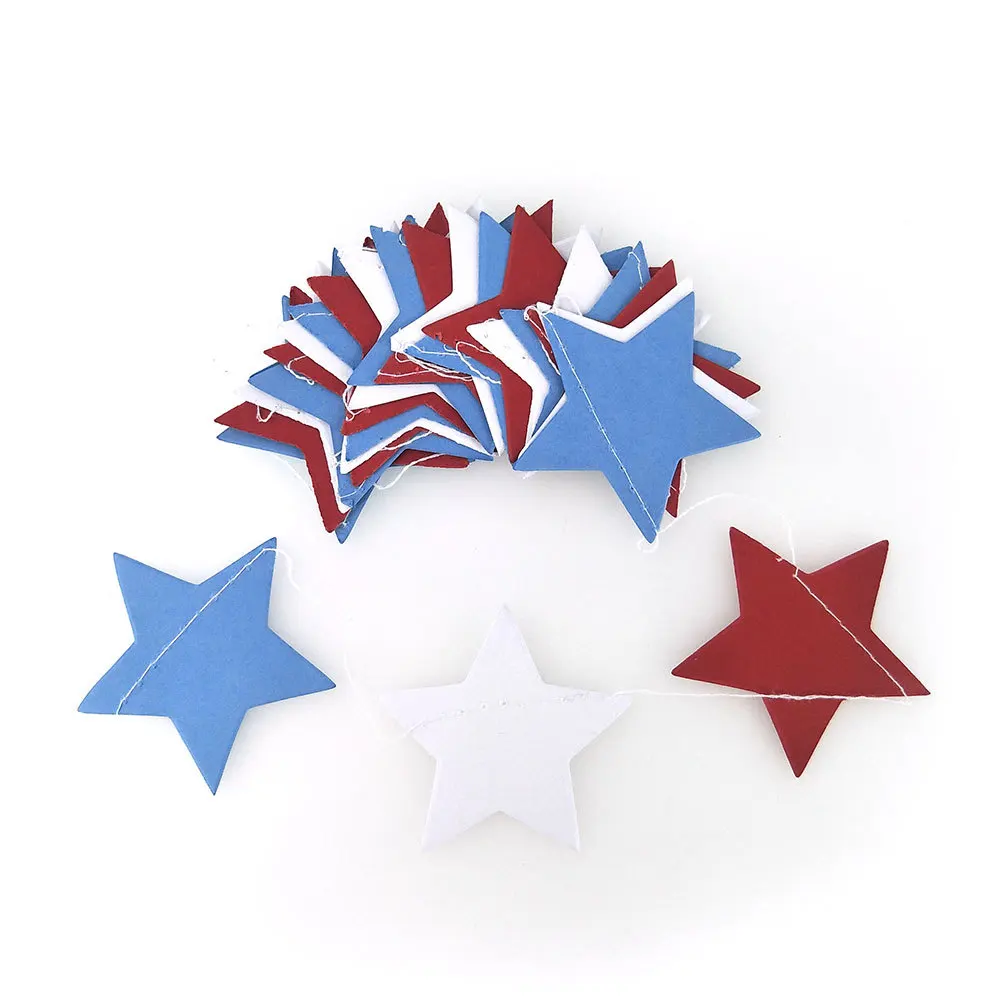 

2M Paper Star Garland Hanging 3D Paper Pentagram Floral String String Chain Handmade Paper Stars Wall Hanging Home Chritmas Deco