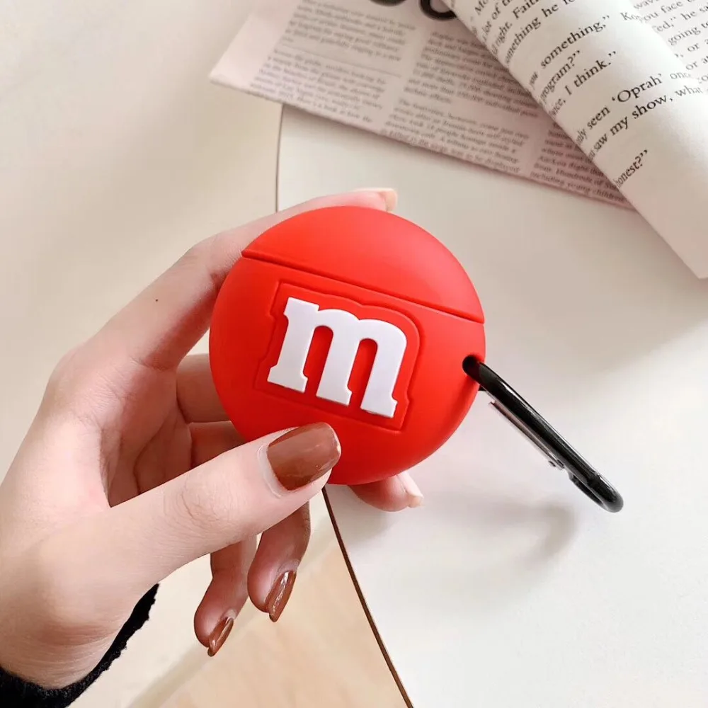 Милый мультяшный силиконовый чехол AirPods M bean candy с Bluetooth, беспроводной чехол для наушников AirPods 2, чехол для гарнитуры, чехол для наушников