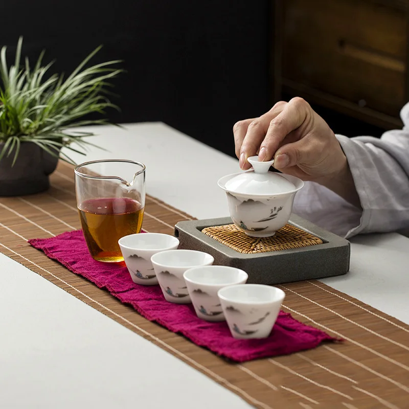 Керамический чайник Gaiwan teacups Gaiwan, чайная чашка для Пуэр китайский заварочный чайник портативный дорожный чайный сервиз, кружка для вина