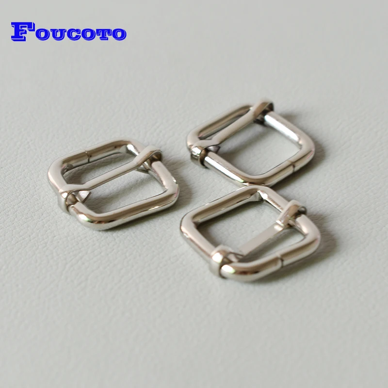 

10Pcs/Lot Silver Adjustable Metal Slide Buckle Assorted Kit Rectangle Tri-Glides Movable Roller Pin Dog Collar Accessories