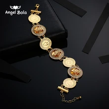 AAA Кристалл Монета браслет для женщин/мужчин золотой цвет Турция Арабский Браслет, турки ювелирные изделия Ближний Восток/Африка никогда не выцветает