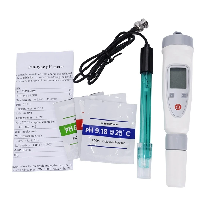 

TOP!-Portable Digital Water Quality Tester Pen Ph Meter Water Quality Test Pen Ph-20W External Connection Electrode Tester