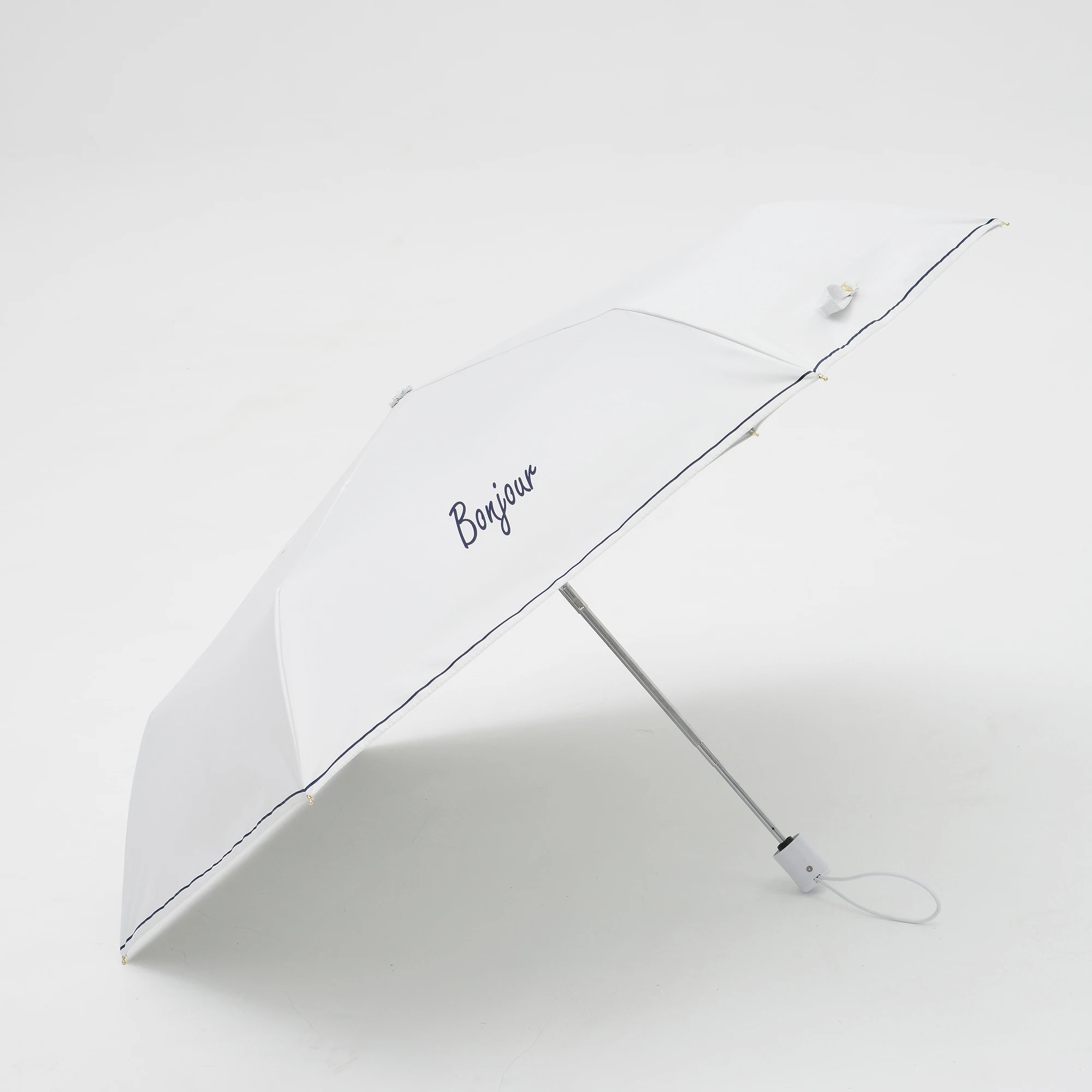 Зонт от солнца автоматический анти-УФ солнцезащитный Bonjour серии милый складной зонт дождь женщин Ультра-легкие зонтики для девочек 6K - Цвет: white