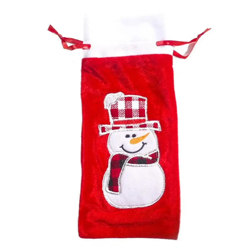 Christmas Red Wine Bottle Covers Bag Santa Clause Snowman Champagne Bottle Covers Christmas Party Home Decor Table