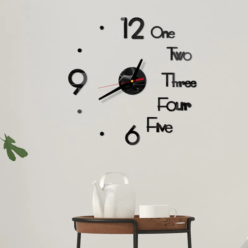 Letter Number Diy Digital Wall Clock 3d Mirror Surface Sticker Silent Clock Home Office Decor Wall Clock For Bedroom Office
