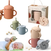 Tasse de paille en Silicone, gobelet de Snack, Panda sans BPA, biberon en Silicone de qualité alimentaire, gobelet d'apprentissage pour les tout petits 1 pièce 