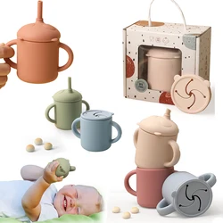 Tasse de paille en Silicone, gobelet de Snack, Panda sans BPA, biberon en Silicone de qualité alimentaire, gobelet d'apprentissage pour les tout petits 1 pièce 