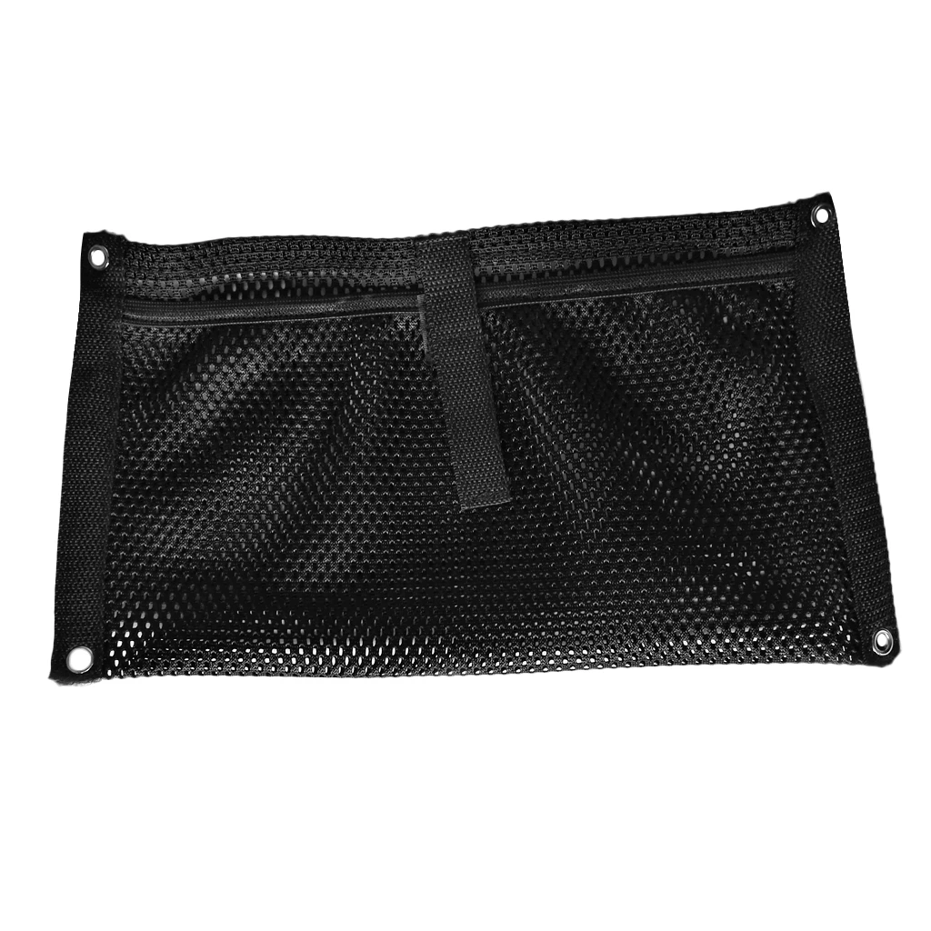 Black Nylon Gear Storage Mesh Pouch Holder Bag For Marine Boat Kayak Canoe