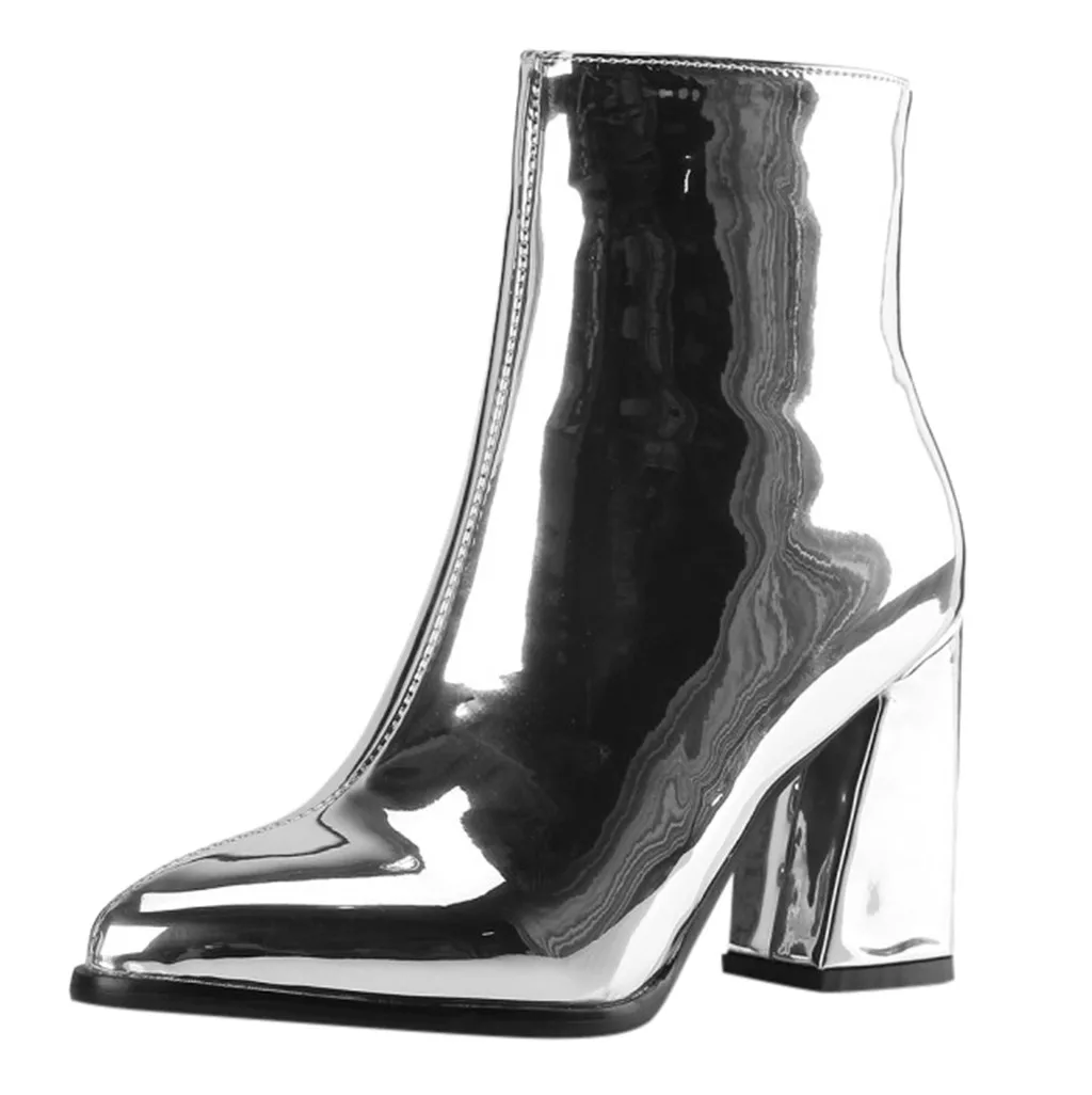 

Fashion Pointed Mirror Patent Leather Ankle Party Booties Winter Boots Women Shoes Women Thigh High Boots Ladies Platform Boots