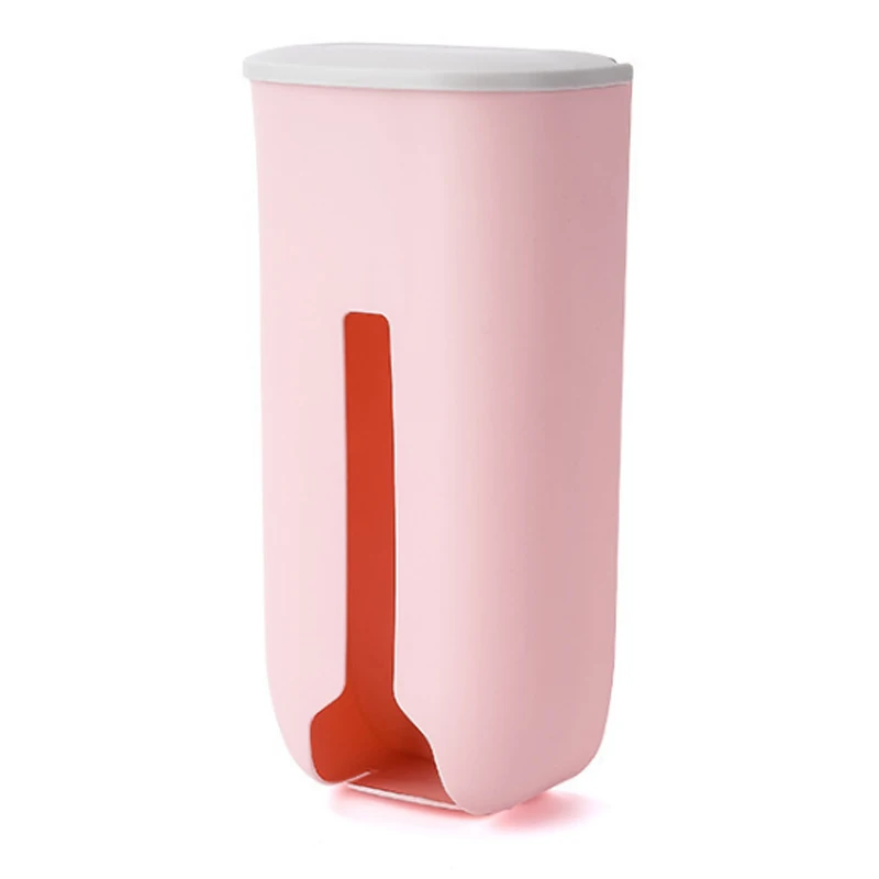 Pink Пластиковый мешок диспенсер настенный продуктовый мешок для мусора органайзер для домашней кухни LB88 - Цвет: Pink