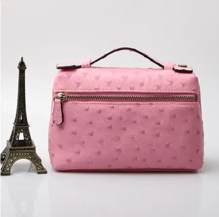 HIGHREAL индивидуальный дизайн трендовая сумка страусиный Узор Натуральная кожа сумки женские вечерние клатчи - Цвет: Pink (S)