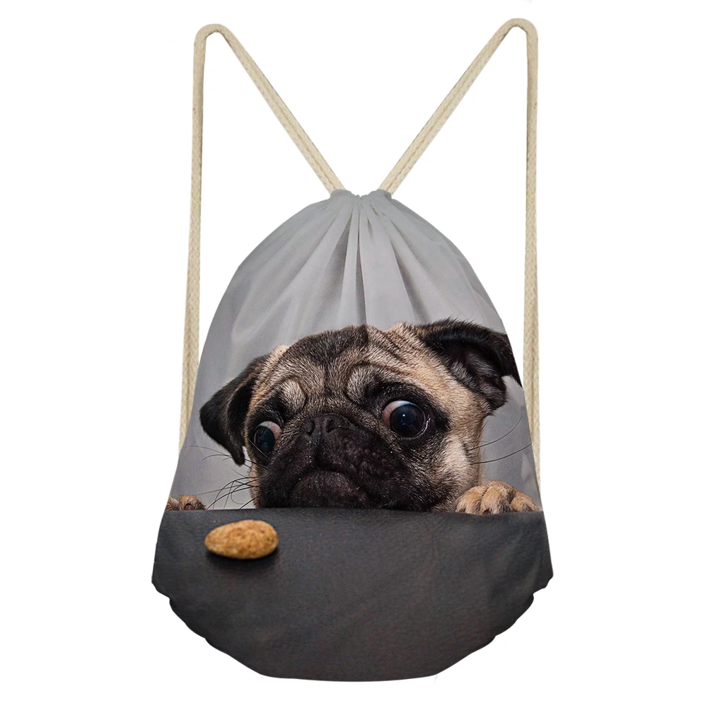 

3D French Bulldog Sharpie Dog Print Drawstring Bag Women Travel Bags Men Backpack Storage Bag Mochila Niña Infantil Menino