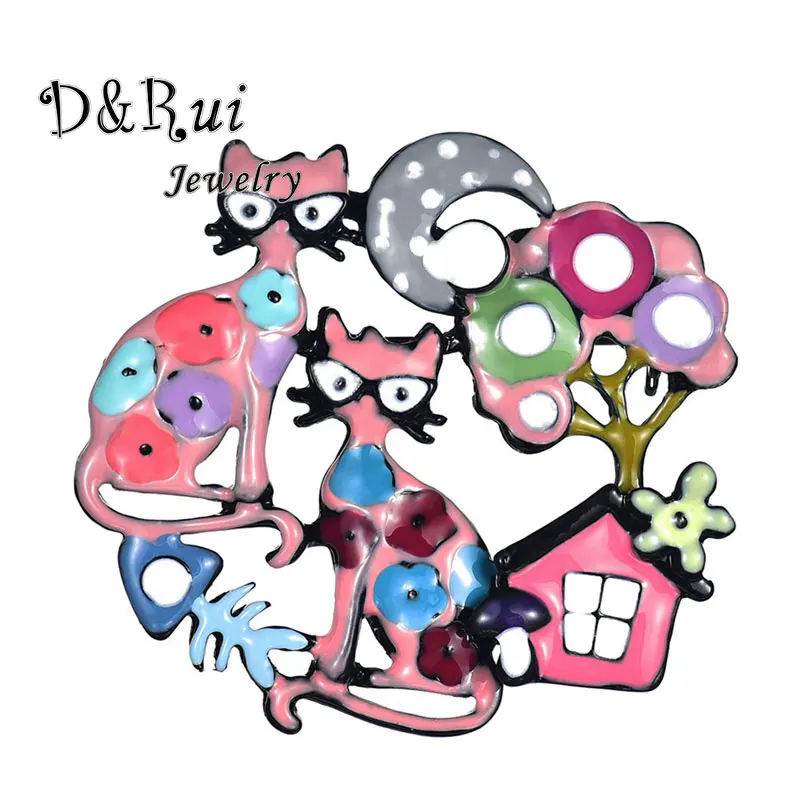 D & Rui ювелирные изделия 2019 Горячие парные броши для мужчин женщин Розовый Эмаль