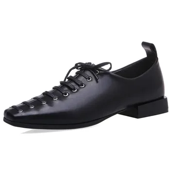 

5 Color 2020 spring new female lace-up flats cross strap square toe casual espadrilles high quality female footwear oxfords shoe