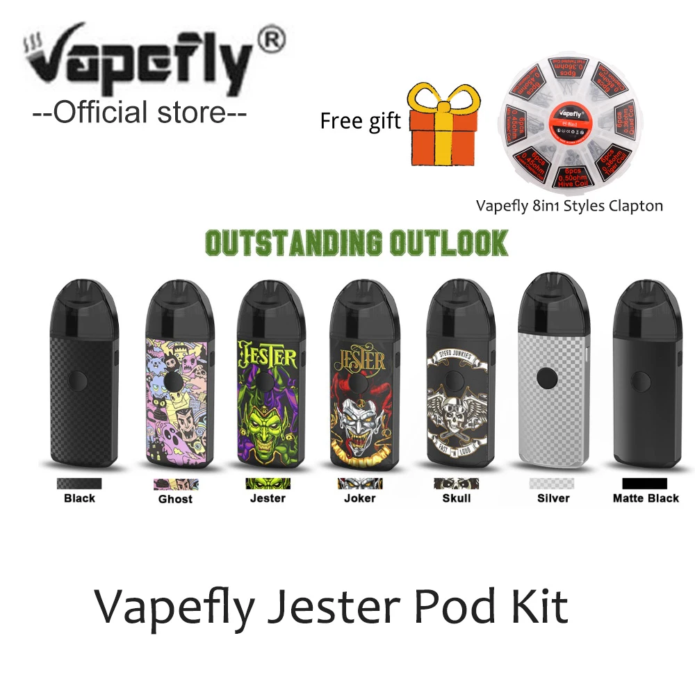 

Vape Kit Vapefly Jester Pod Kit 1000mAh battery DIY Pod kit mesh coil electronic cigarette vs justfog minifit zero pod