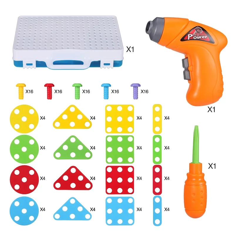 Electric Drill Toys Puzzle for Boys Girls Learning Educational Toys kids Construction Puzzle Drill Nut Disassembly Tool Toy Gift