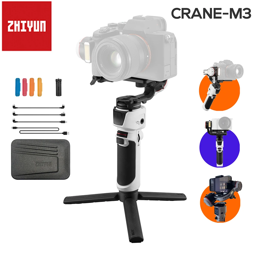 Zhiyun Crane M3 3-Axis Handheld Gimbal Stabilizer for Smartphones Mirrorless Action Camera EOS R A7M4 A7S3 A6600 Z6 ZFC - Цена: 28 440,44 - 50 020,83 руб.