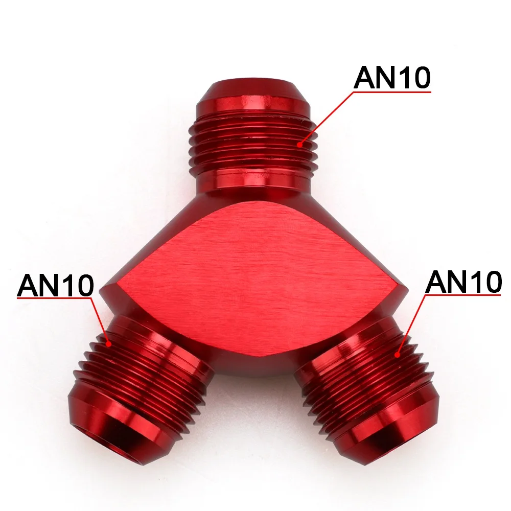 AN6 AN8 AN10 Алюминиевый Y Блок адаптер фитинги адаптер Черный Y Тип нефтяной трубы соединение - Цвет: AN10 RED