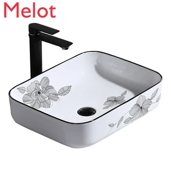 

Table Basin Square Ceramic Washbasin Oval Basin Basin Toilet Wash Basin Household Chinese Simple