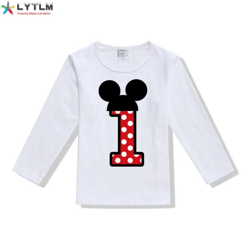 LYTLM футболка с Микки-Маусом и цифрой 1-5 для дня рождения Футболка для мальчиков брендовые Детские топы для девочек, футболки для мальчиков на осень, Anniversaire Enfant - Цвет: CX White