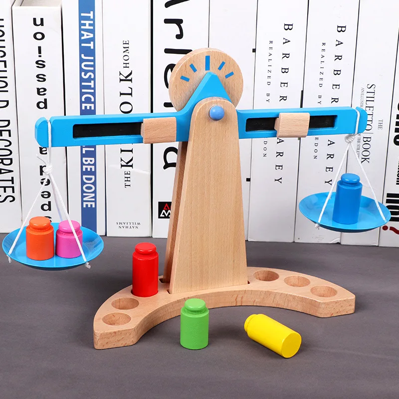 

Wood Children'S Educational Balance Scale Students Wisdom Balance Game Light Weight Science Experiment Simulation Toy