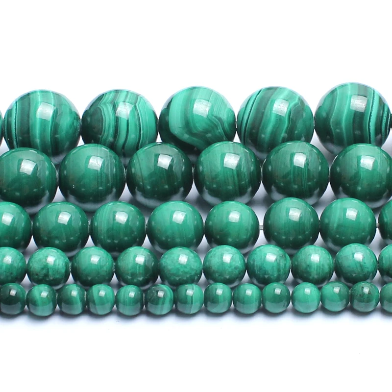 

4/6/8/10/12mm Natural Genuine Green Malachite Stone Beads Round For Diy Bracelet Accessories Jewellery Making Bracelet 15 inch