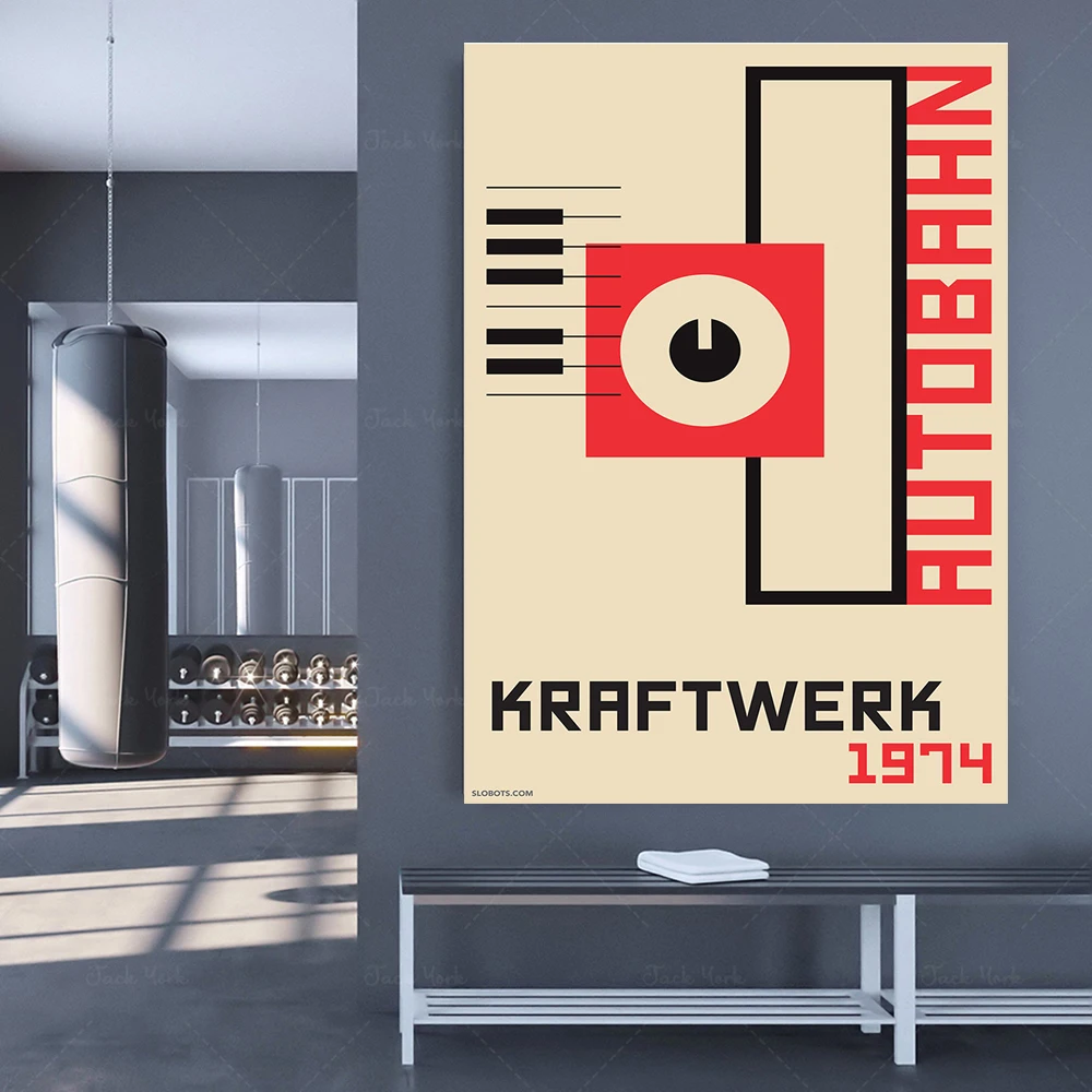 Kraftwerk Autobahn Minimal Bauhaus Art Electronic Illustration Synthesizer Print Alternative Minimalist Design S - Painting & Calligraphy - AliExpress